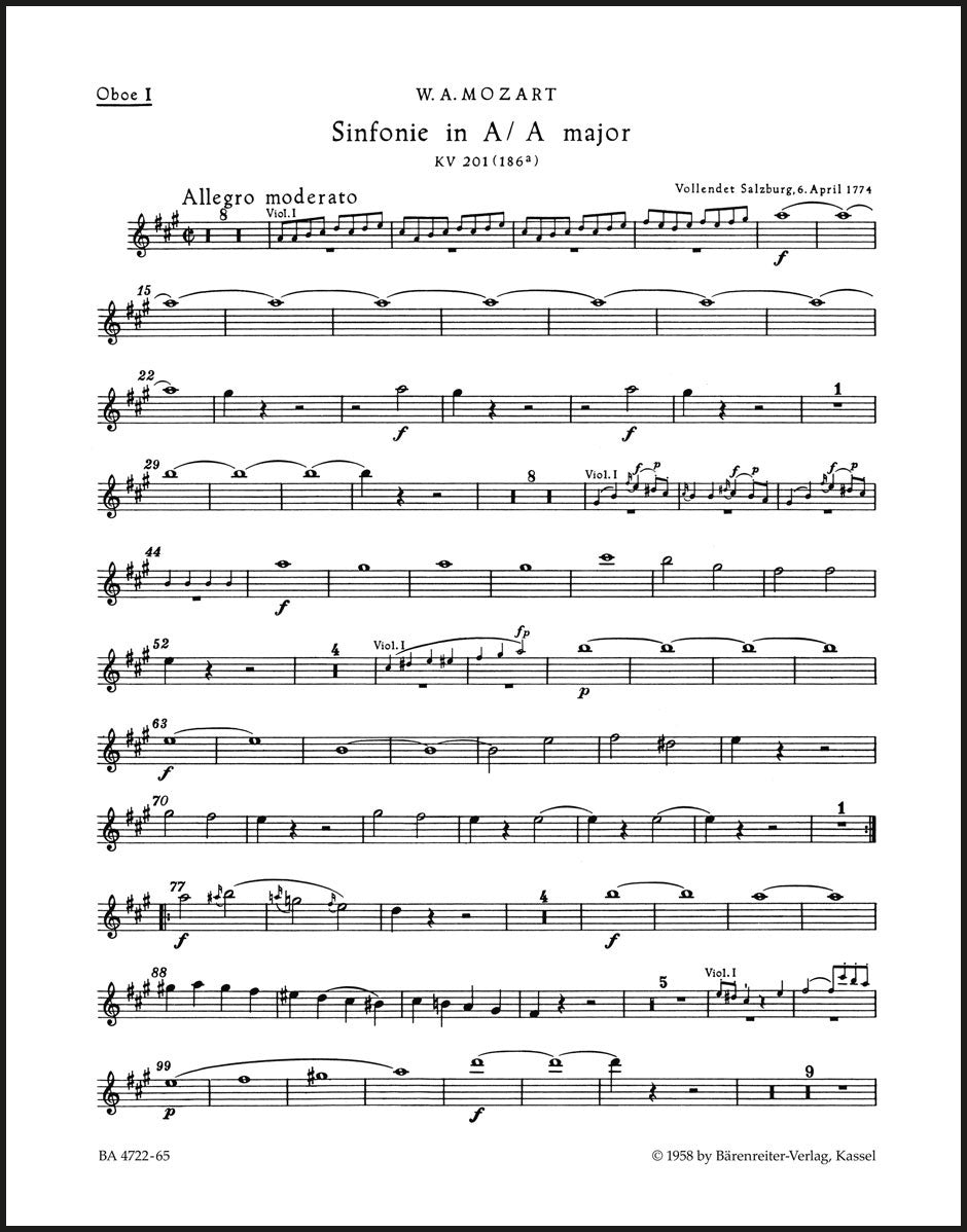 Mozart: Symphony No. 29 in A Major, K. 201 (186a)