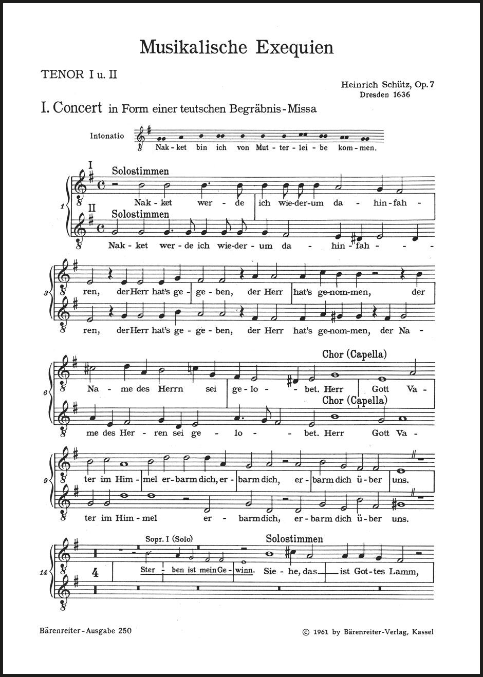 Schütz: Musikalische Exequien, SWV 279–281, Op. 7