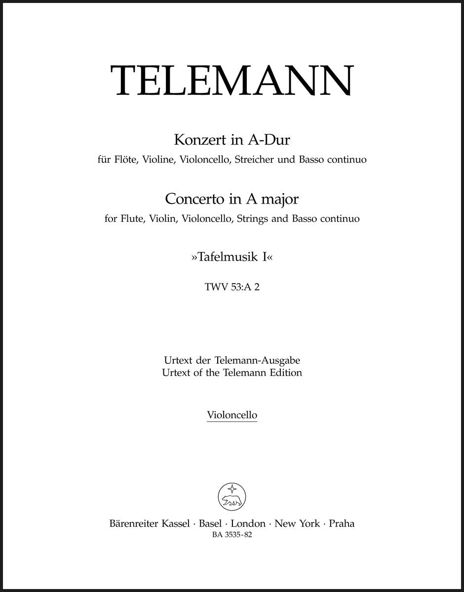 Telemann: Concerto for Flute, Violin, Cello, Strings and Basso continuo in A Major, TWV 53:A2
