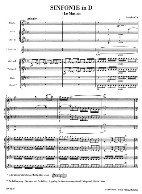 Haydn: Symphony No. 6 in D Major, Hob. I:6