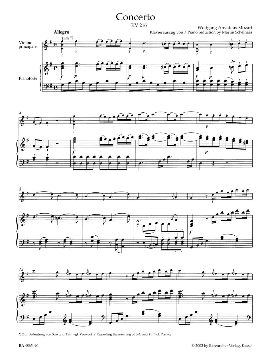 Mozart: Violin Concerto No. 3 in G Major, K. 216