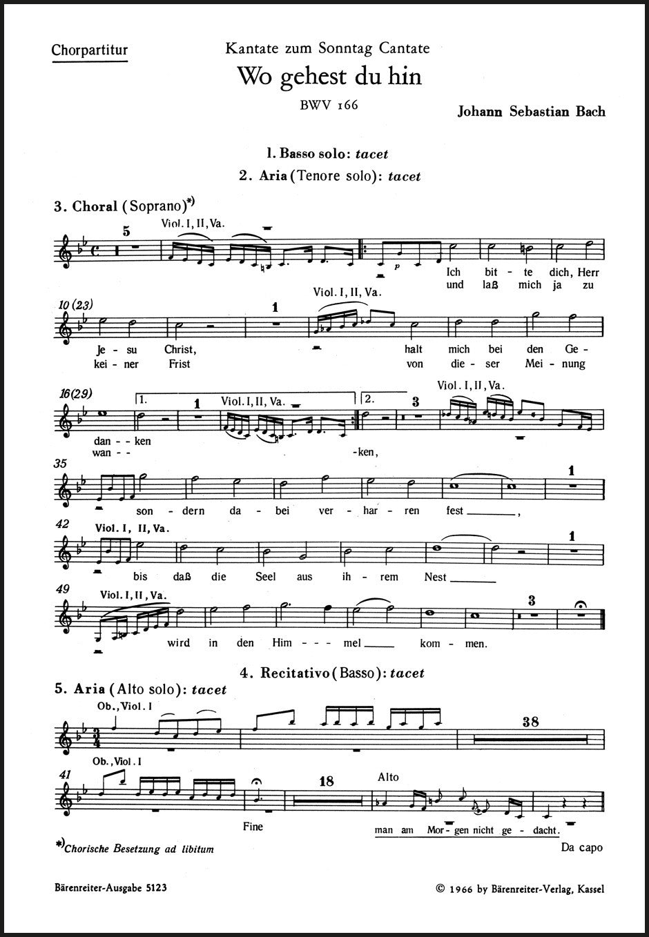 Bach: Wo gehest du hin?, BWV 166