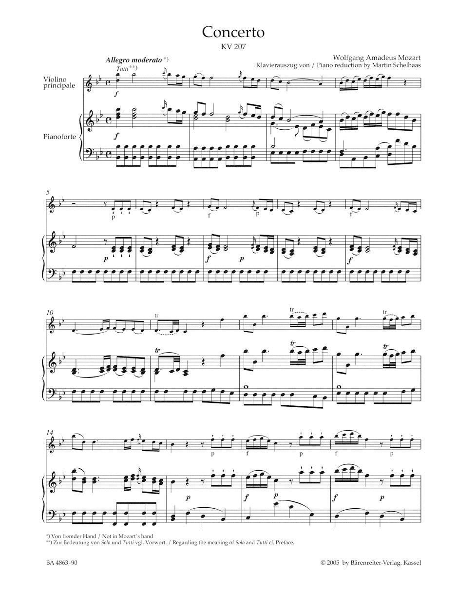 Mozart: Violin Concerto No. 1 in B-flat Major, K. 207