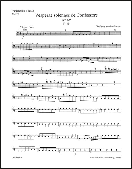 Mozart: Vesperae solennes de Confessore, K. 339
