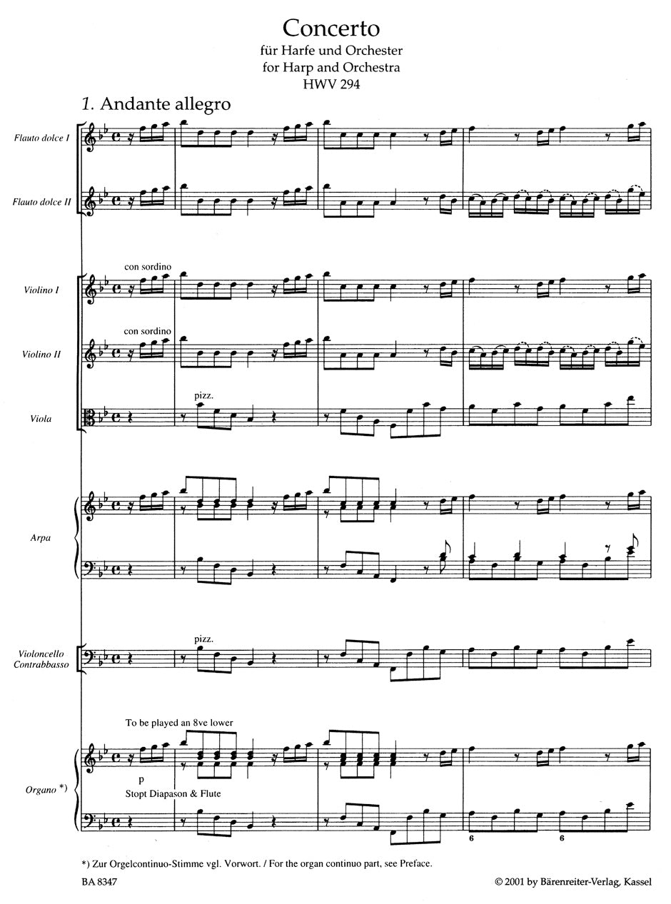 Handel: Harp Concerto in B-flat Major, HWV 294, Op. 4, No. 6