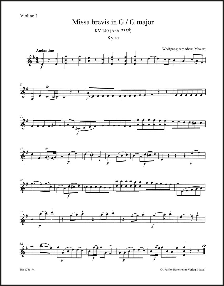 Mozart: Missa brevis in G Major, K. 140 (235d)