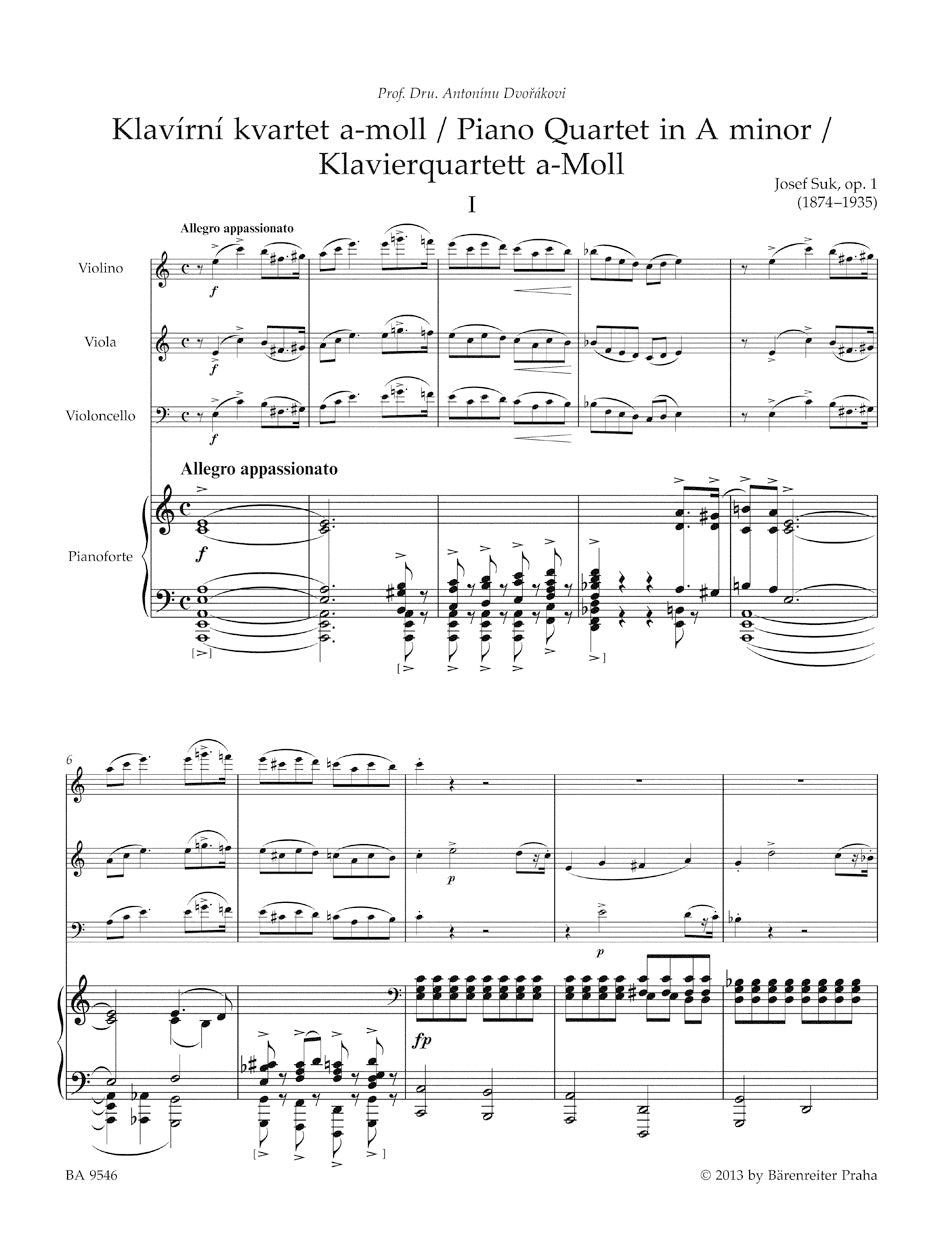 Suk: Piano Quartet in A Minor, Op. 1