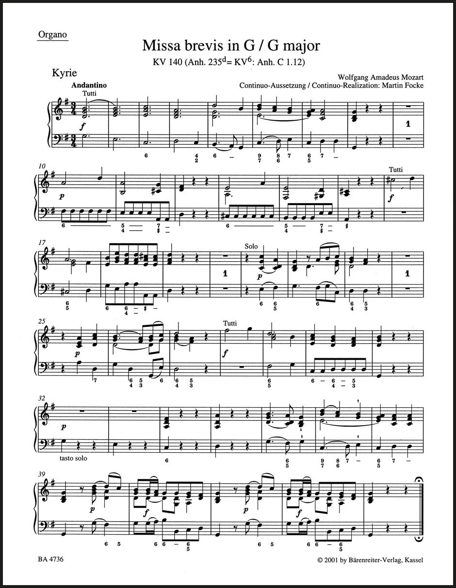 Mozart: Missa brevis in G Major, K. 140 (235d)