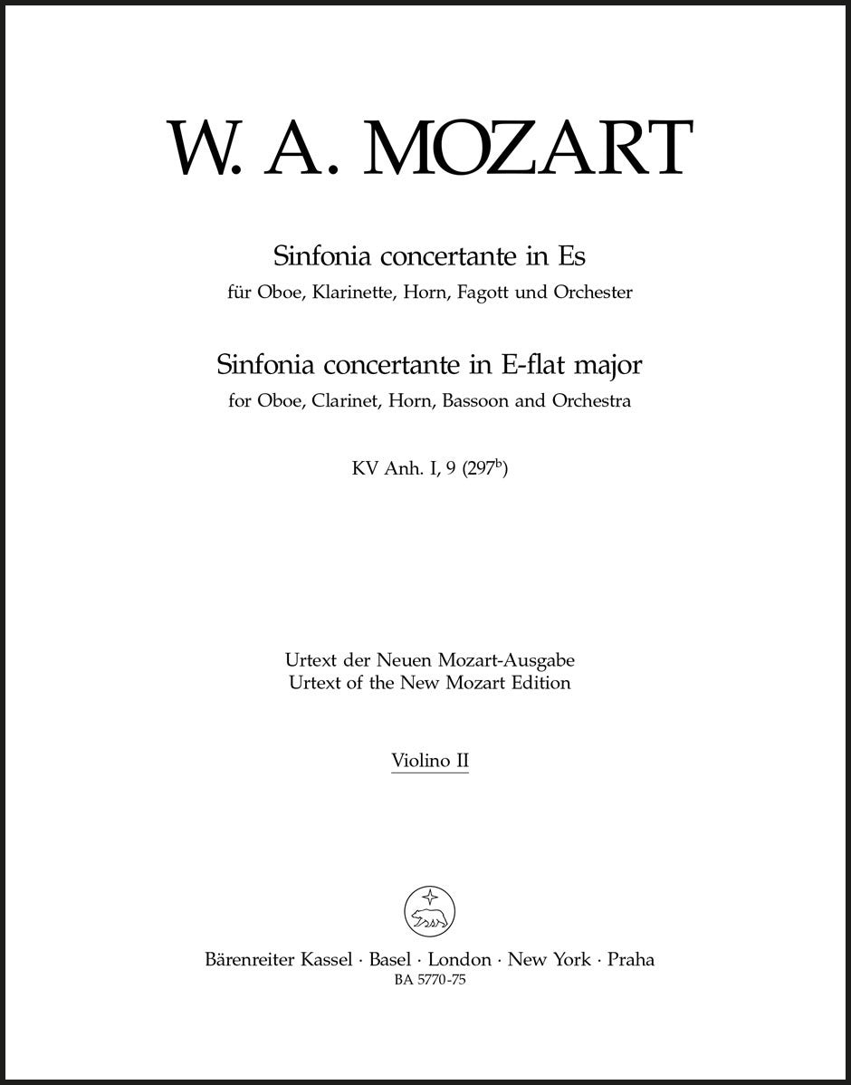 Mozart: Sinfonia concertante for Oboe, Clarinet, Horn, Bassoon and Orchestra in E-flat Major K. Anh. I,9 (297b)