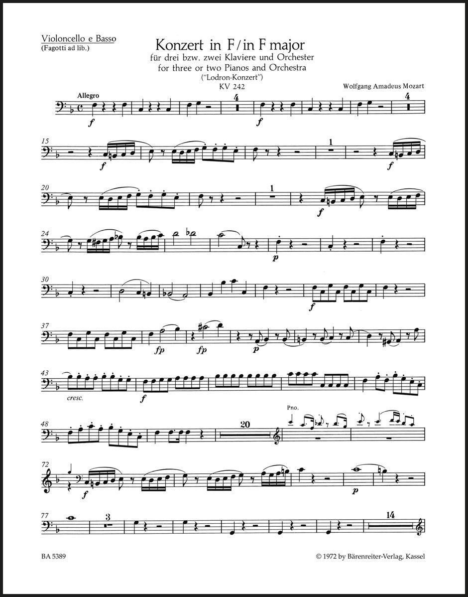 Mozart: Concerto No. 7 for 2 or 3 Pianos, K. 242 ("Lodron Concerto")