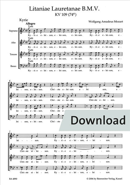 Mozart: Litaniae Lauretanae B.M.V. in B-flat Major, K. 109 (74e)