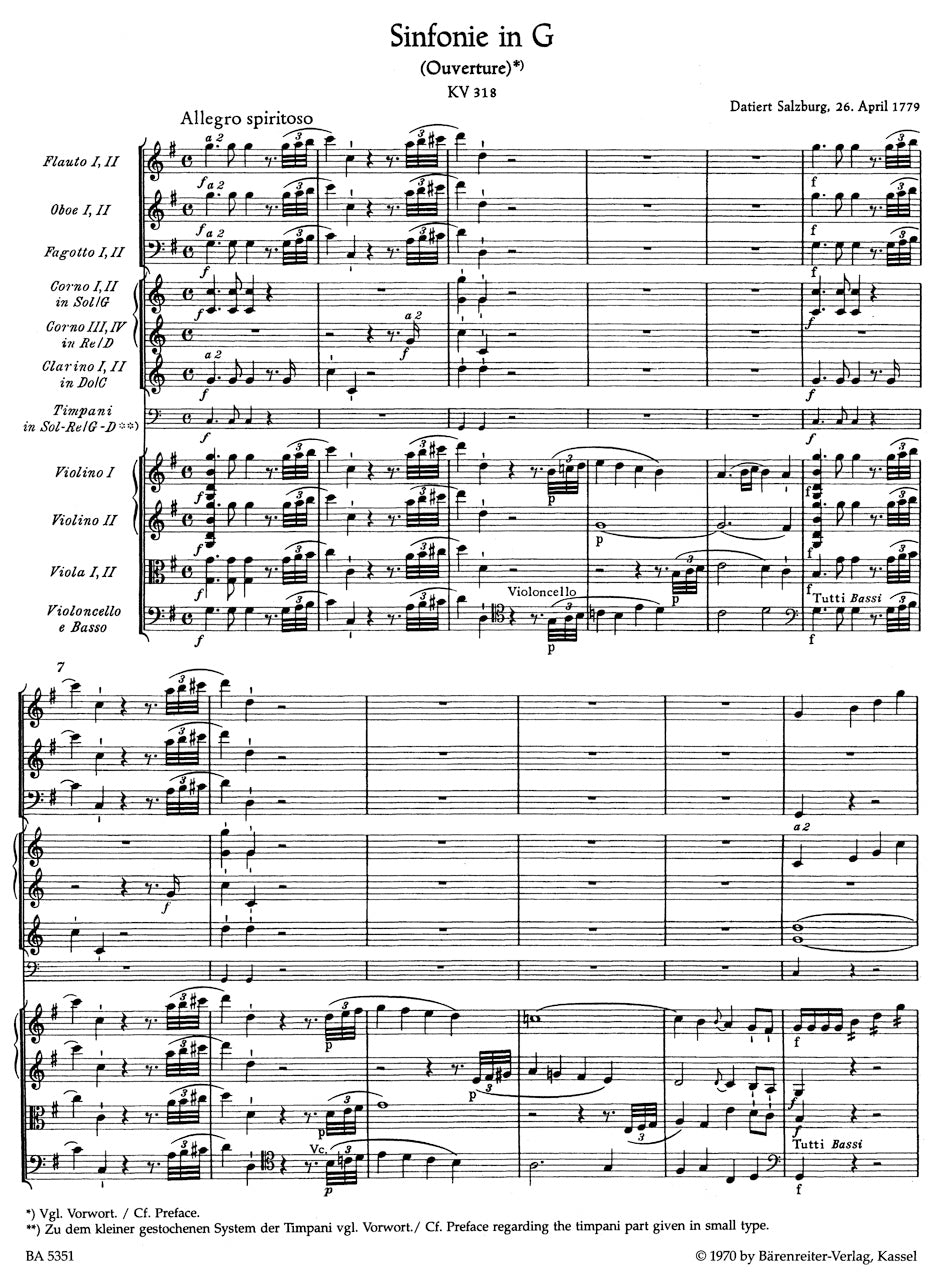 Mozart: Symphony (Overture) No. 32 in G Major, K. 318