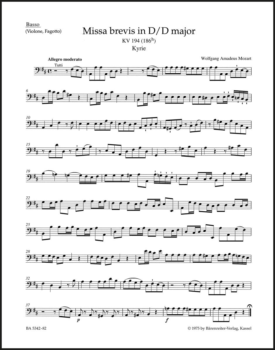 Mozart: Missa brevis in D Major, K. 194 (186h)