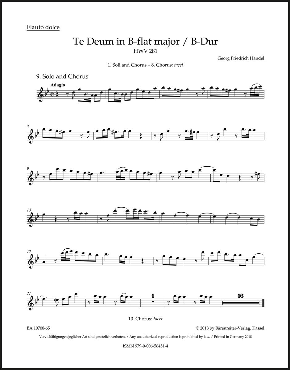 Handel: Te Deum in B-flat Major, HWV 281