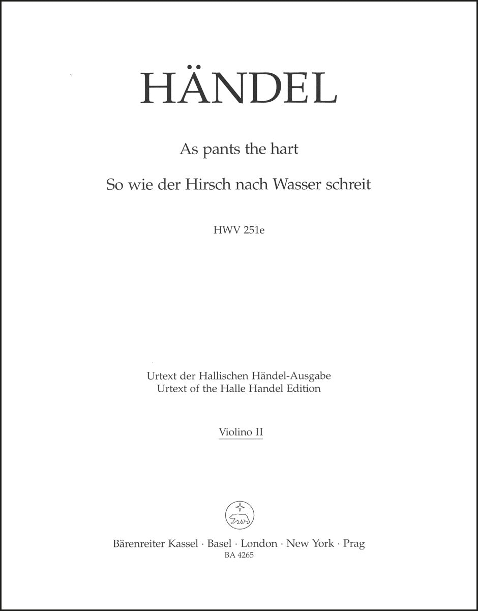 Handel: As pants the hart, HWV 251e