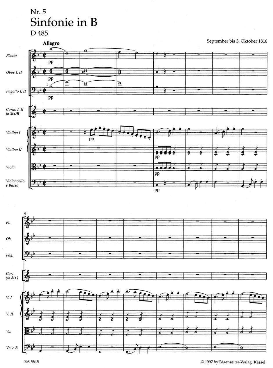 Schubert: Symphony No. 5 in B-flat Major, D 485