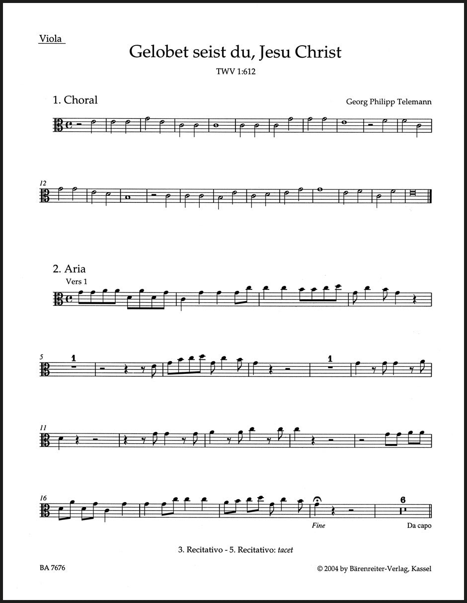 Telemann: Gelobet seist du Jesu Christ, TWV 1:612