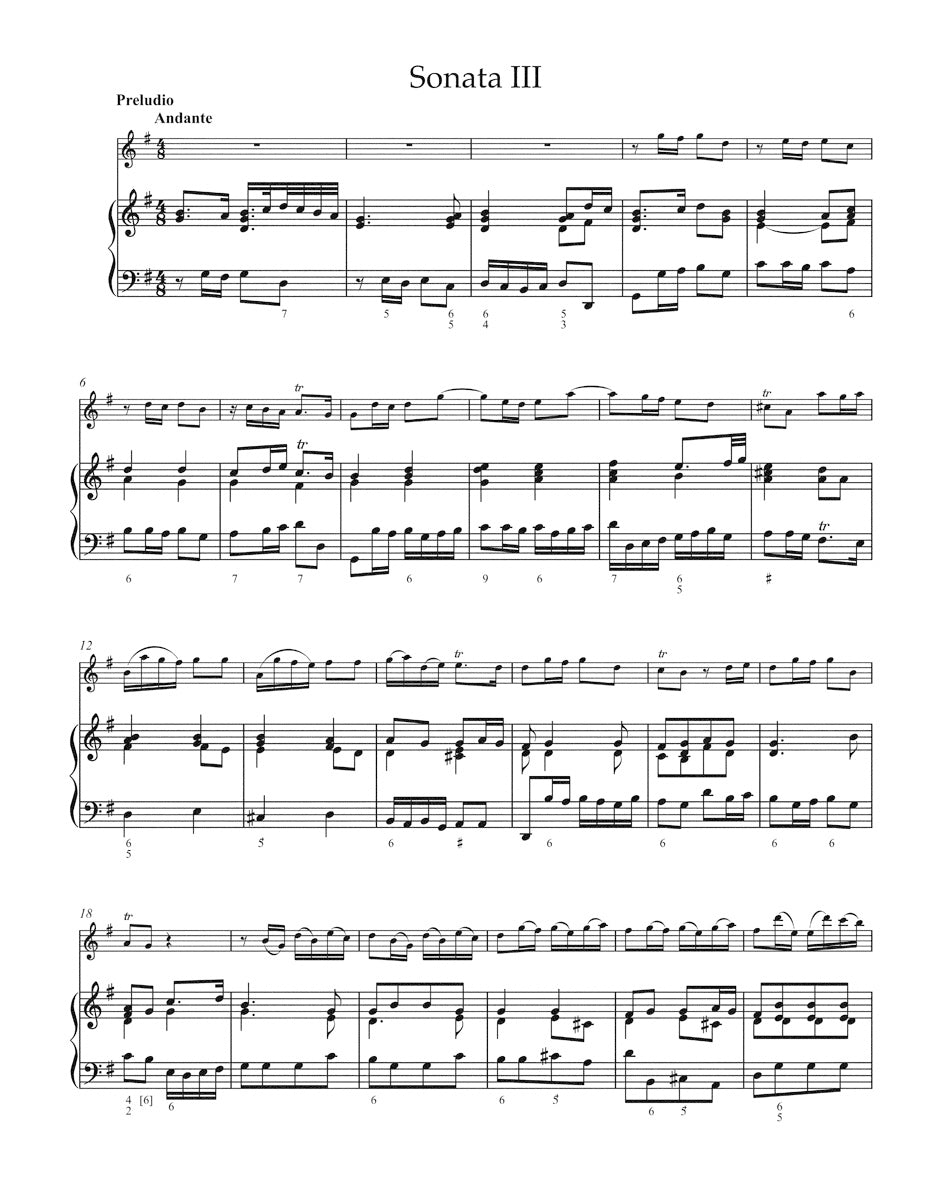 Chédeville: Il Pastor Fido - 6 Sonatas for Violin (Flute or Oboe) and Basso continuo