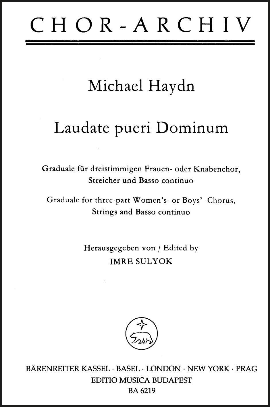M. Haydn: Laudate pueri Dominum