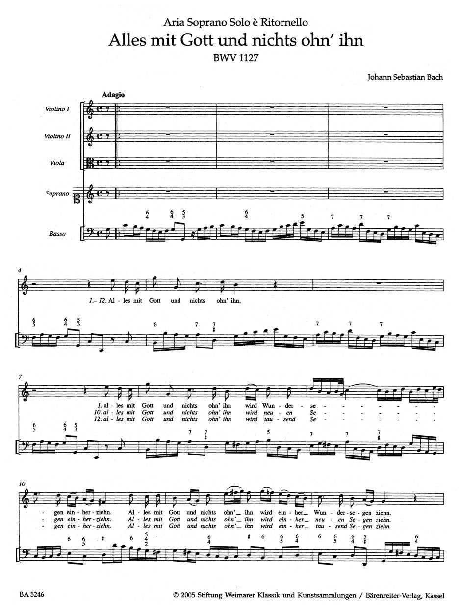 Bach: Alles mit Gott and nichts ohn' ihn, BWV 1127