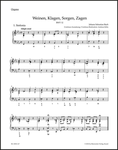 Bach: Weinen, Klagen, Sorgen, Zagen, BWV 12