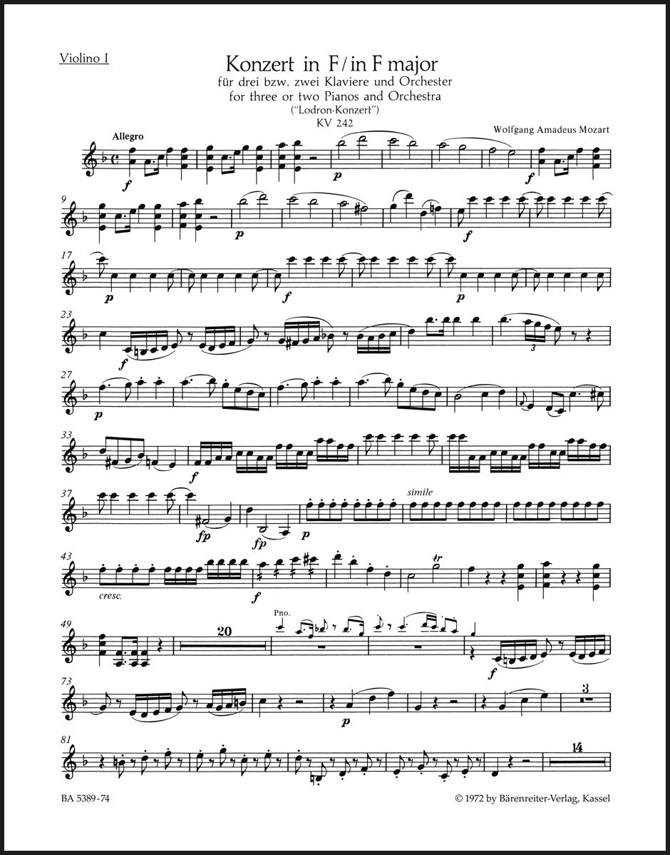 Mozart: Concerto No. 7 for 2 or 3 Pianos, K. 242 ("Lodron Concerto")