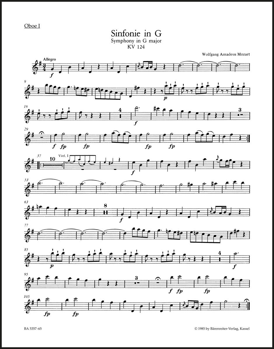 Mozart: Symphony No. 15 in G Major, K. 124