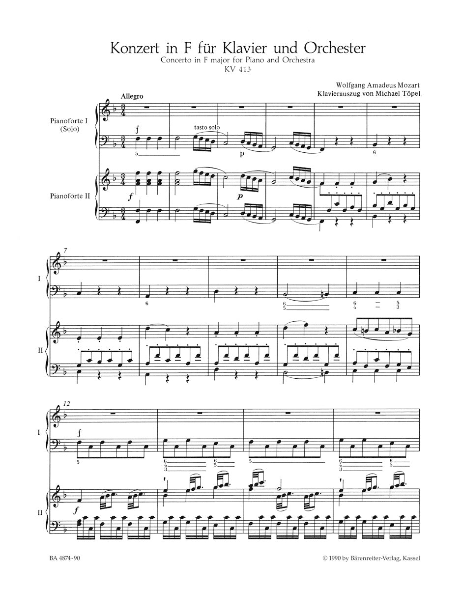 Mozart: Piano Concerto No. 11 in F Major, K. 413 (387a)