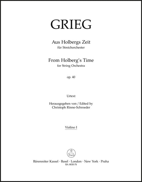 Grieg: From Holberg's Time, Op. 40 (Version for String Orchestra)