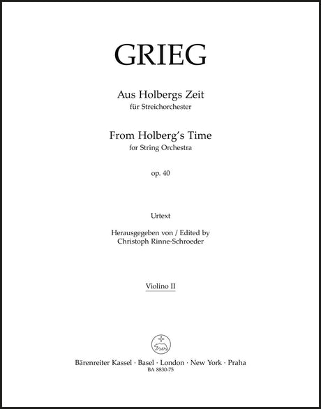 Grieg: From Holberg's Time, Op. 40 (Version for String Orchestra)