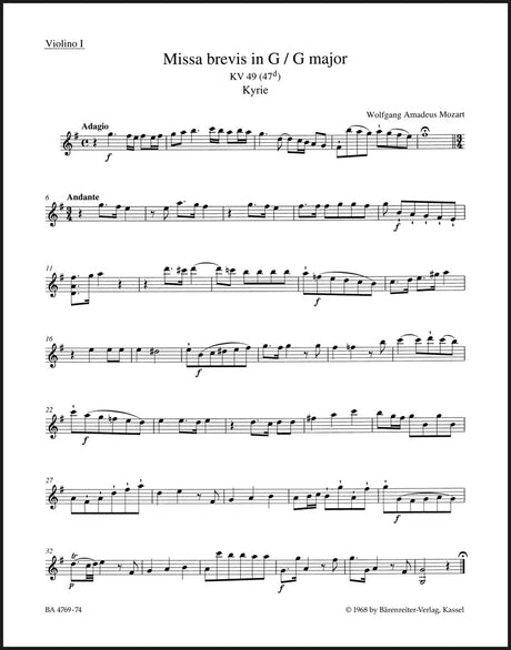 Mozart: Missa brevis in G Major, K. 49 (47d)