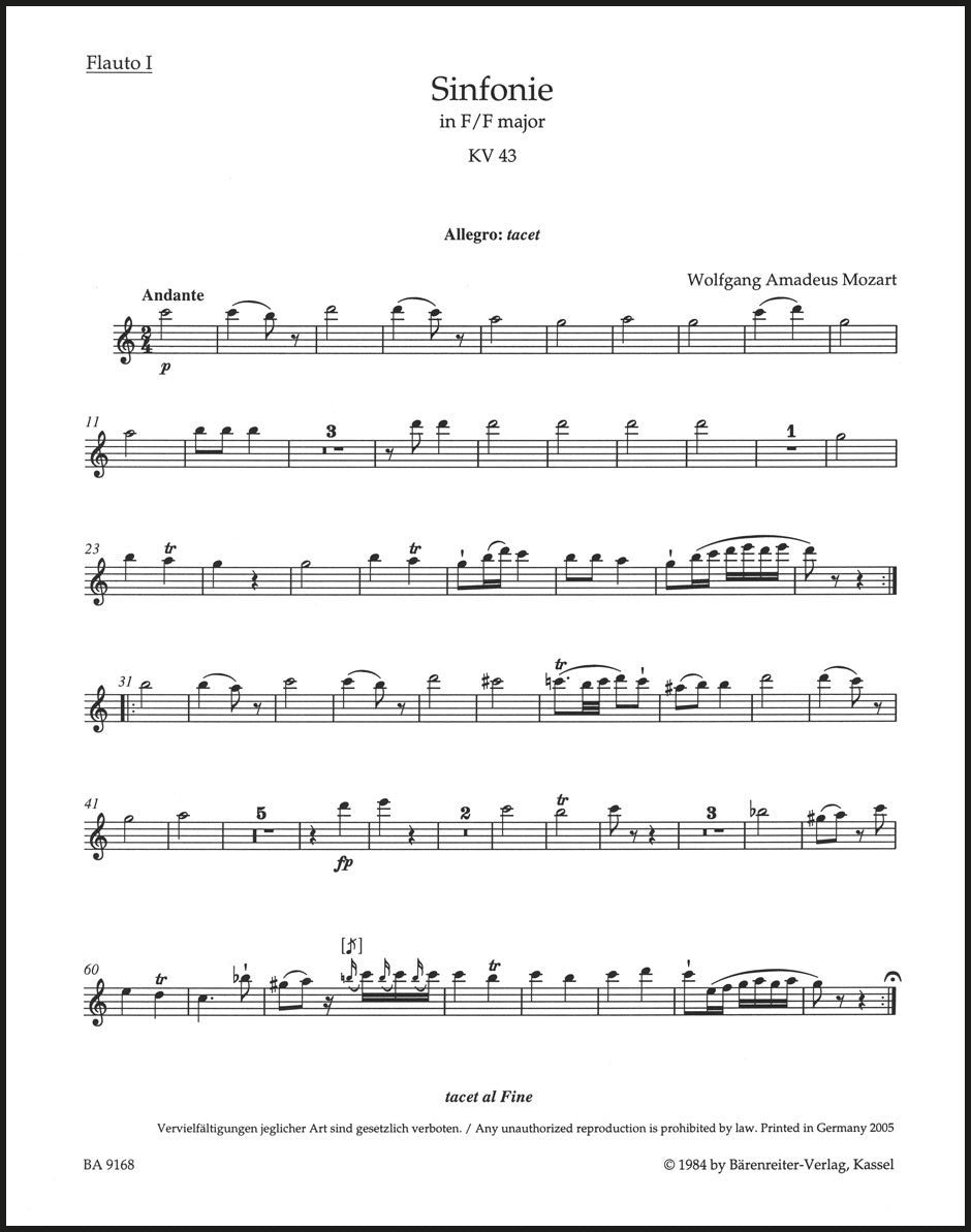 Mozart: Symphony No. 6 in F Major, K. 43