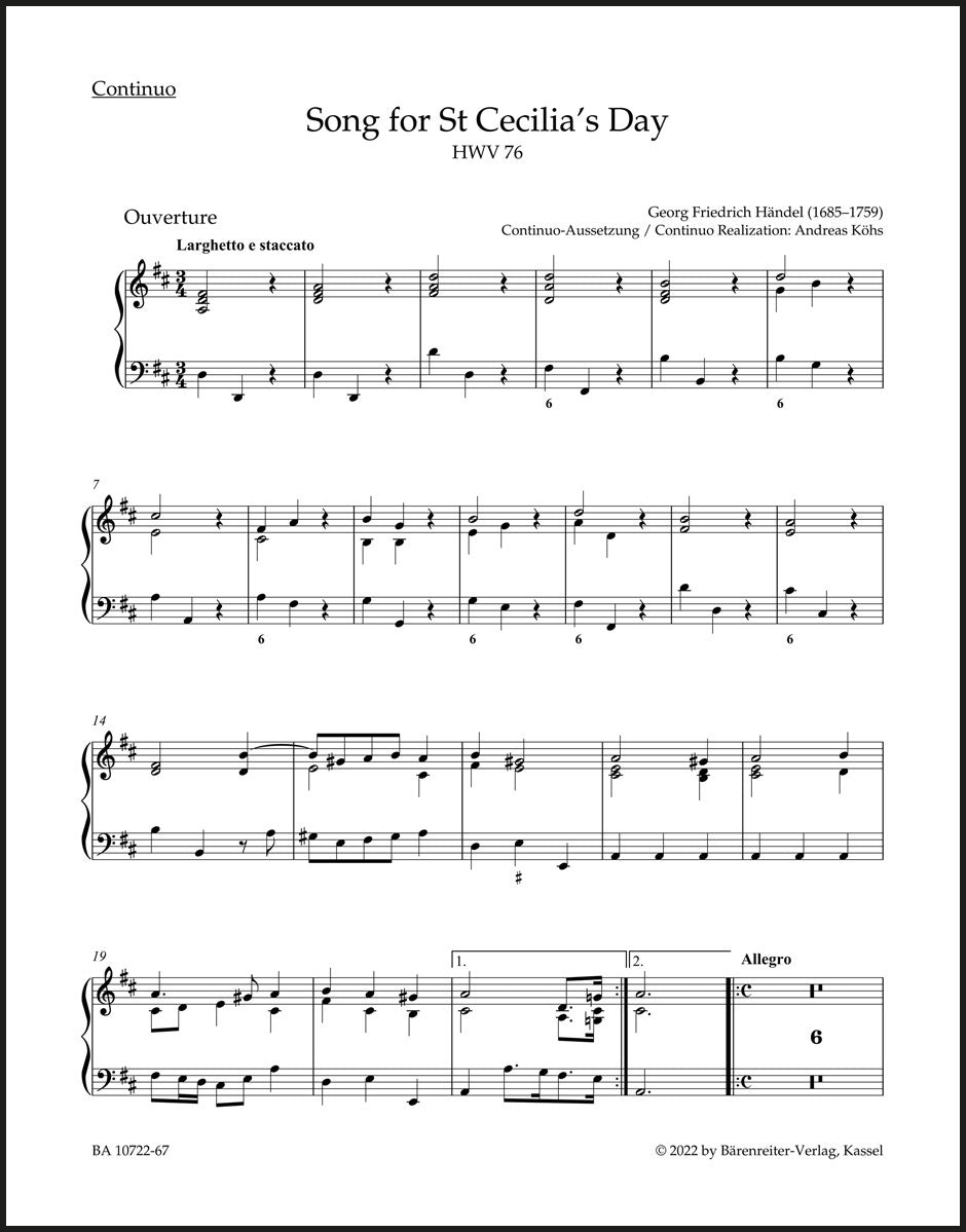 Handel: Ode for St Cecilia's Day, HWV 76