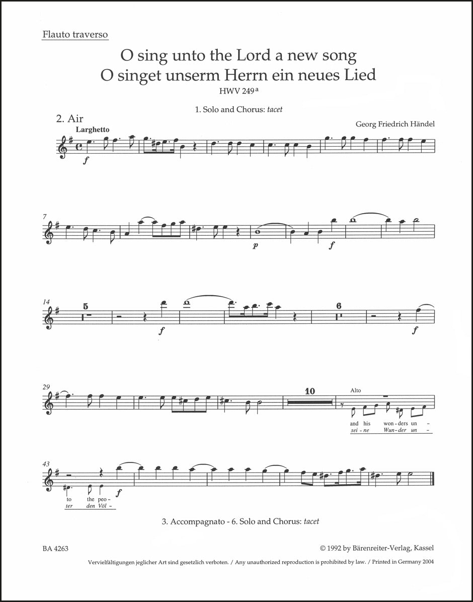 Handel: O sing unto the Lord a new song, HWV 249a