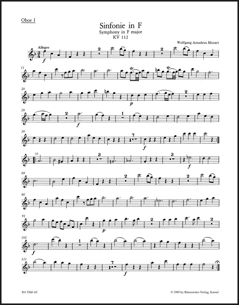 Mozart: Symphony No. 13 in F Major, K. 112