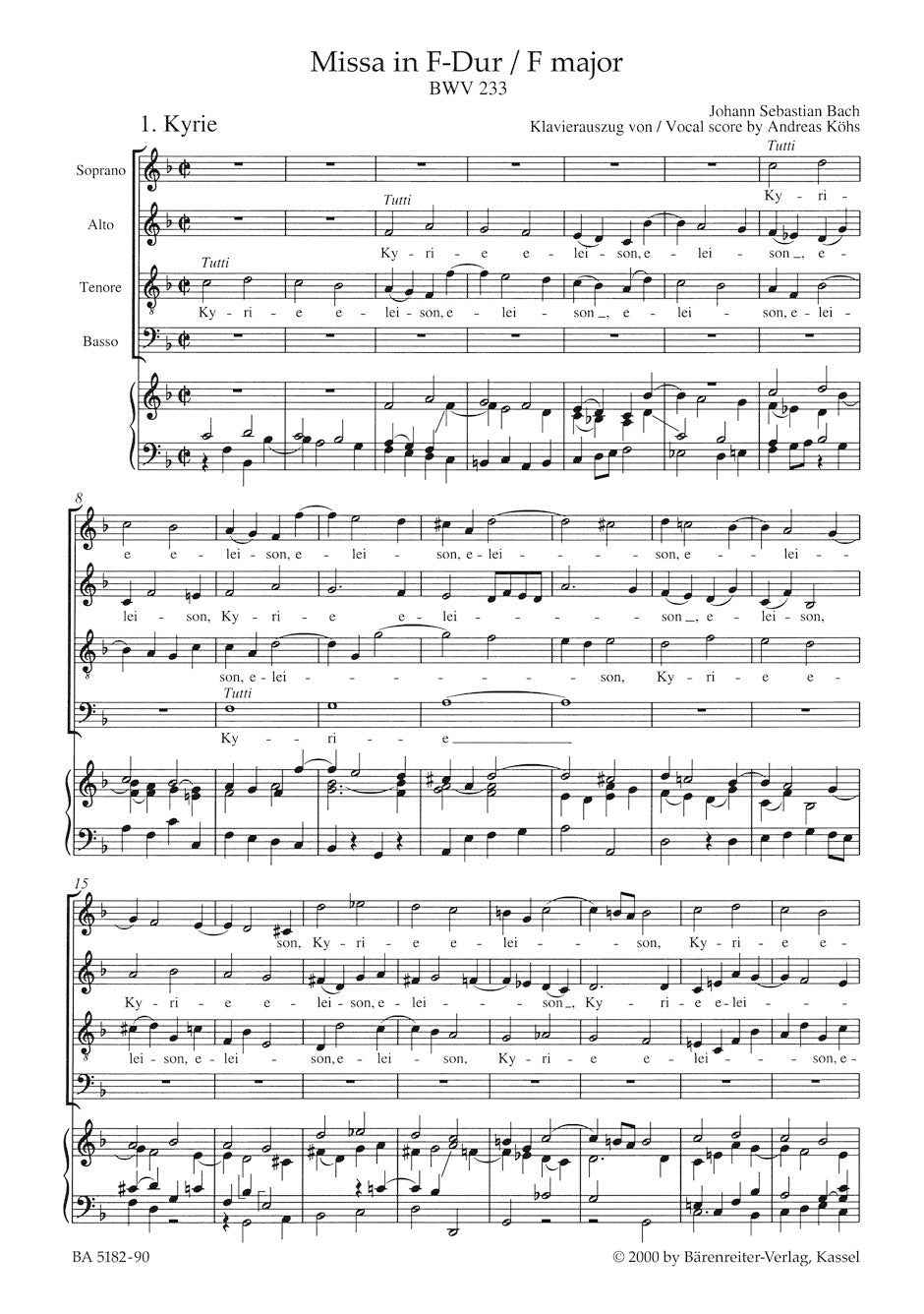 Bach: Mass in F Major, BWV 233