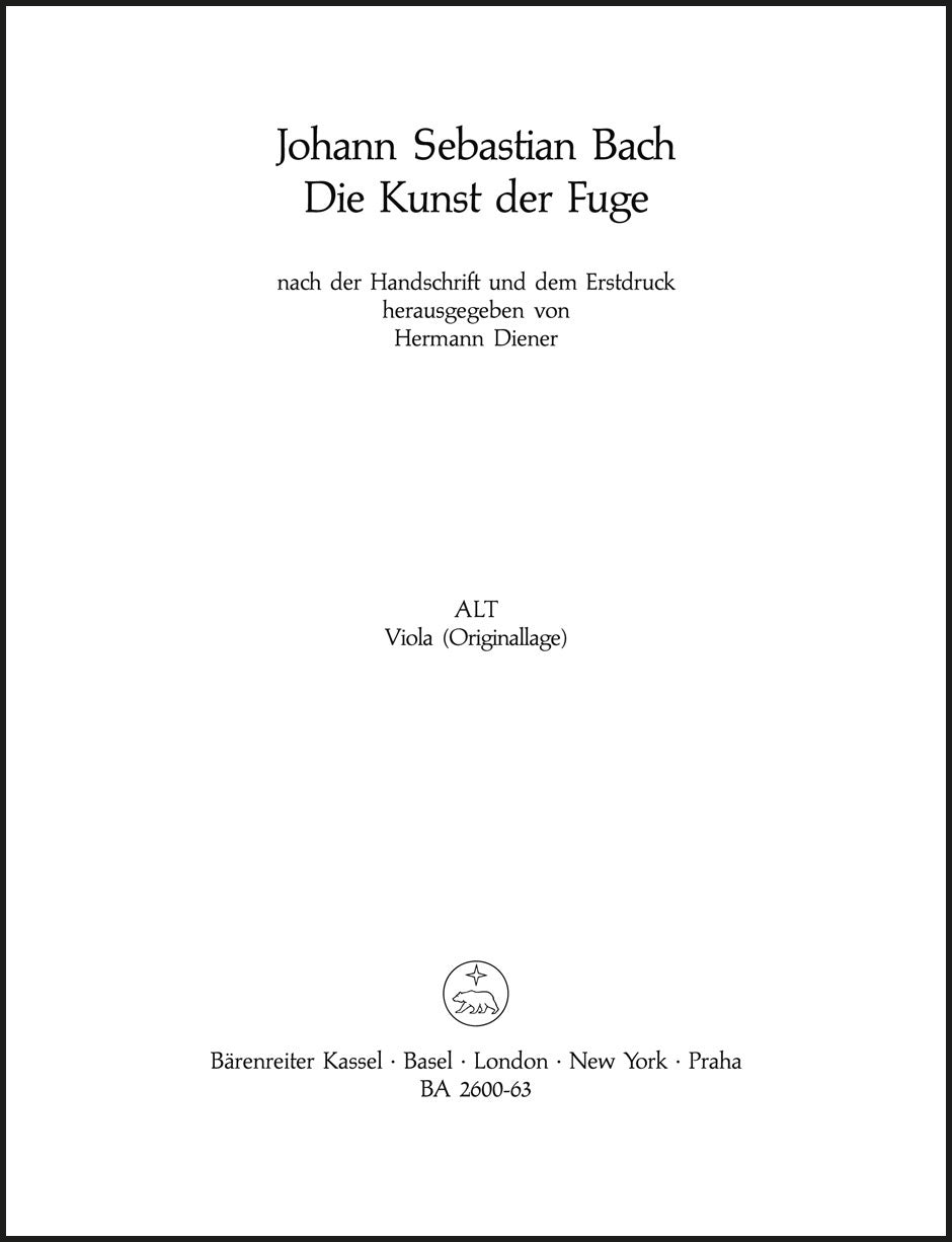 Bach: The Art of Fugue, BWV 1080 - string quartet version