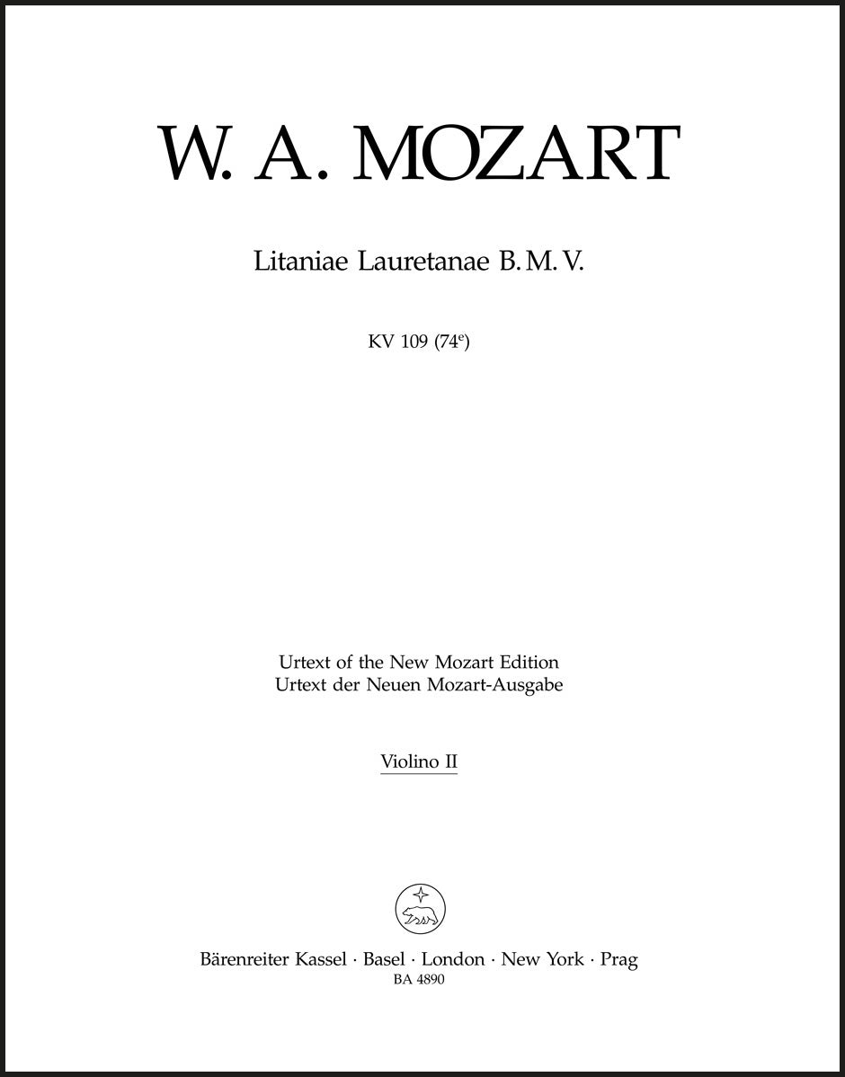 Mozart: Litaniae Lauretanae B.M.V. in B-flat Major, K. 109 (74e)