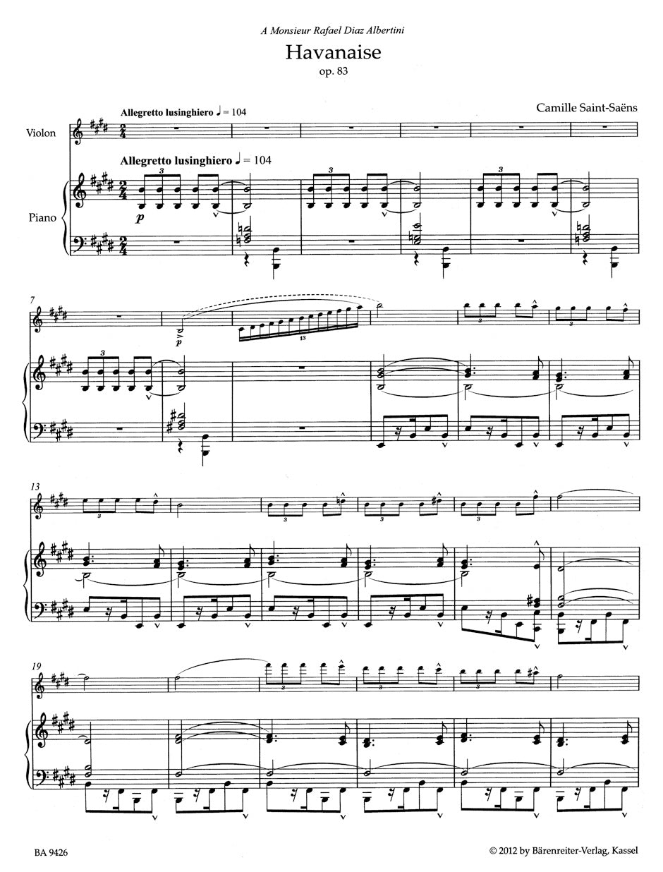 Saint-Saëns: Havanaise, Op. 83