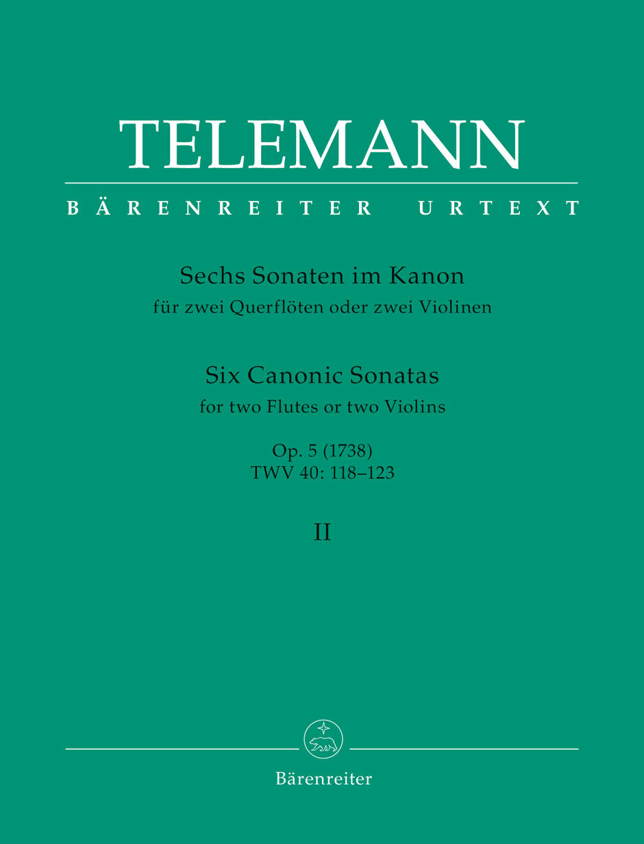 Telemann: Canonic Sonatas for Two Flutes or Two Violins, Op. 5, TWV 40:121-123