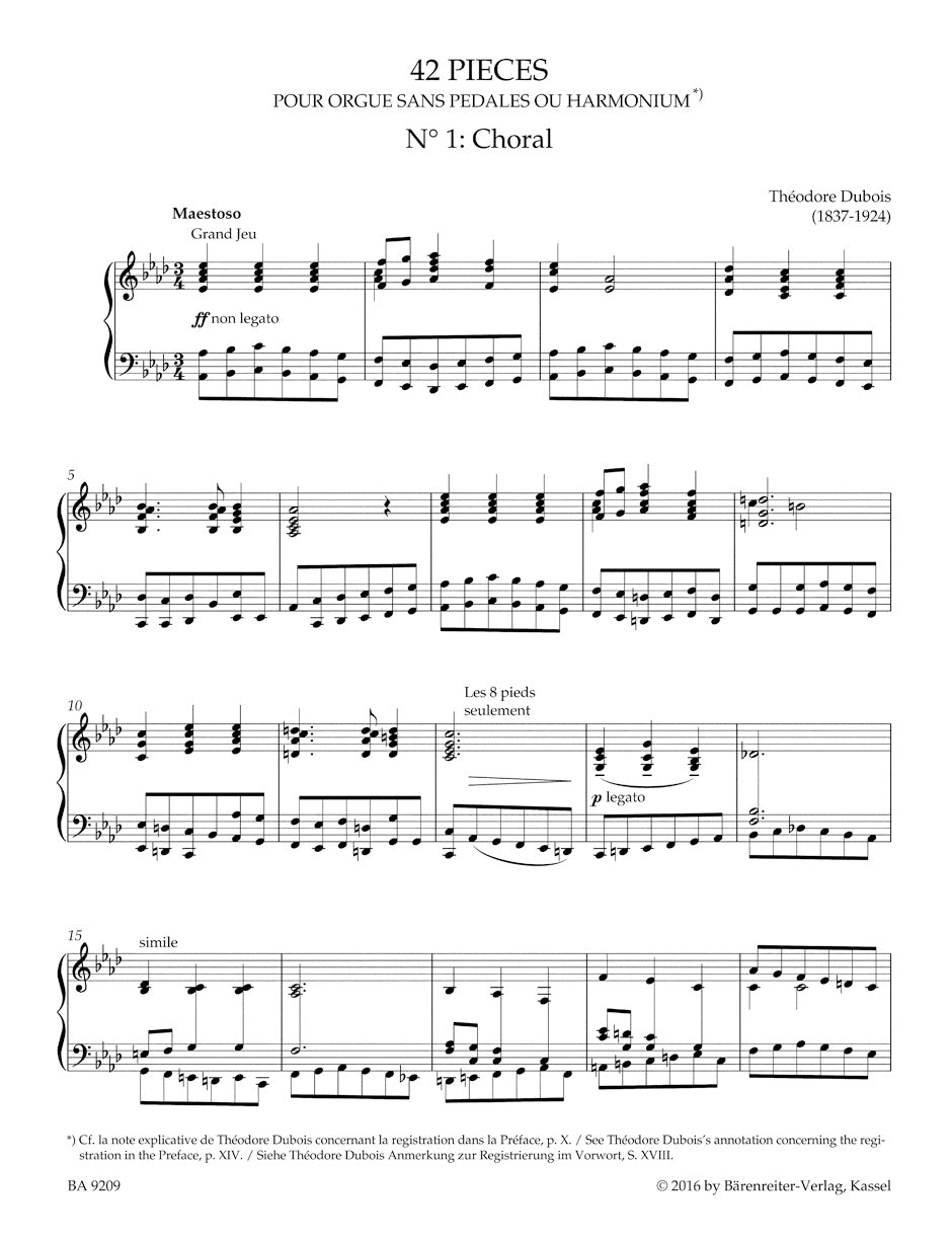 Dubois: 42 Pieces for Organ without pedal