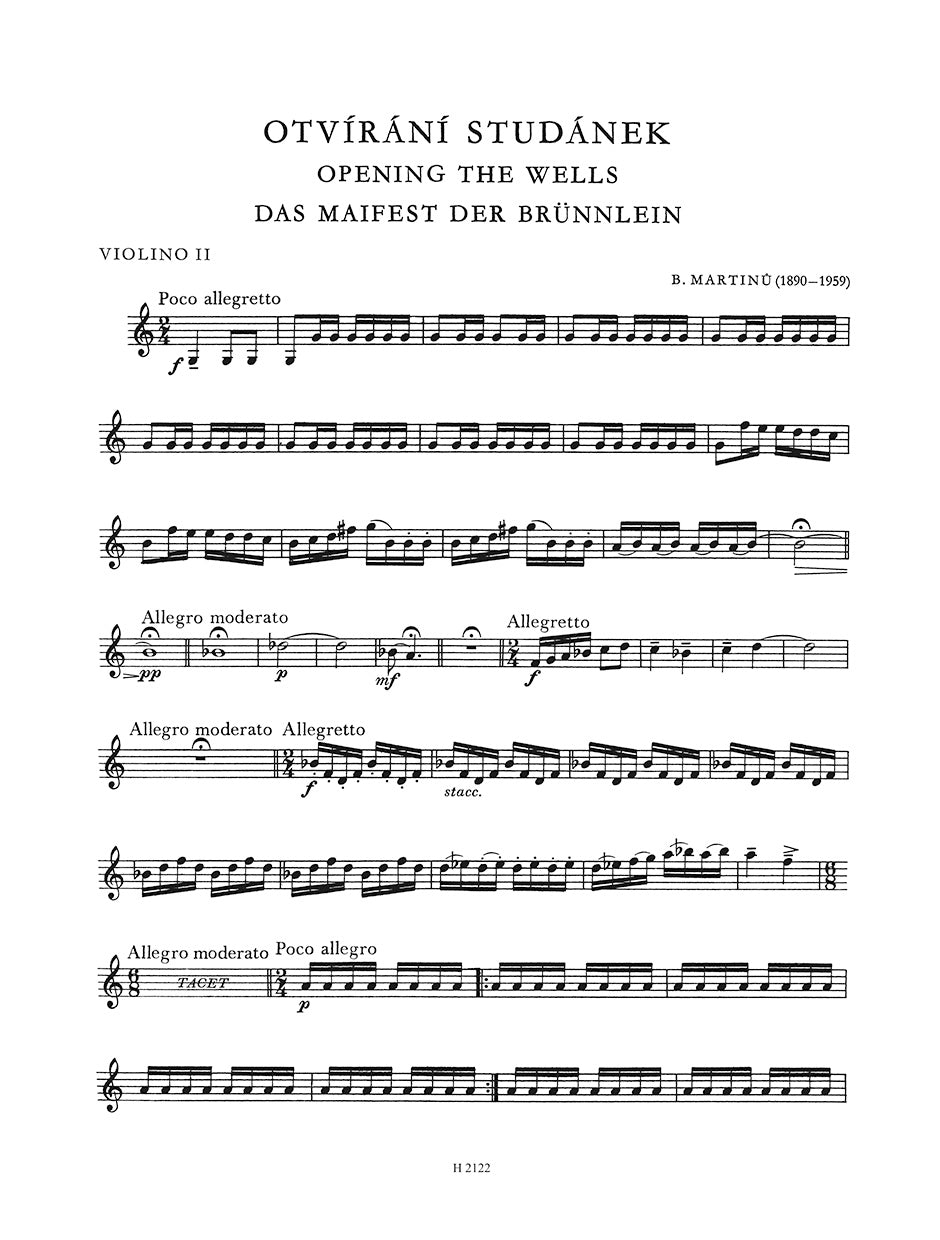 Martinů: Otvírání Studánek