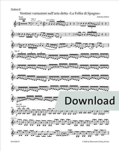 Salieri: 26 Variations on the Aria "La Follia di Spagna"
