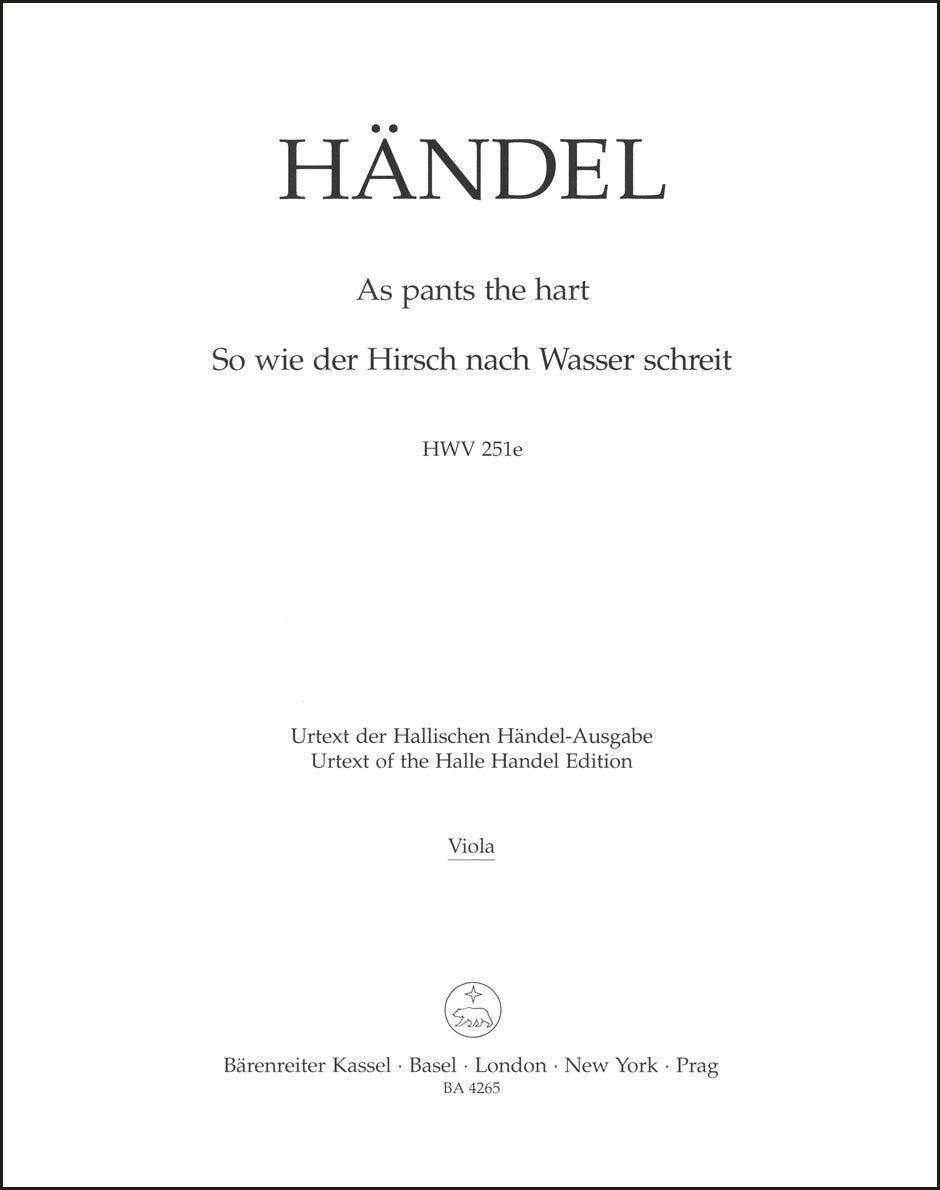 Handel: As pants the hart, HWV 251e