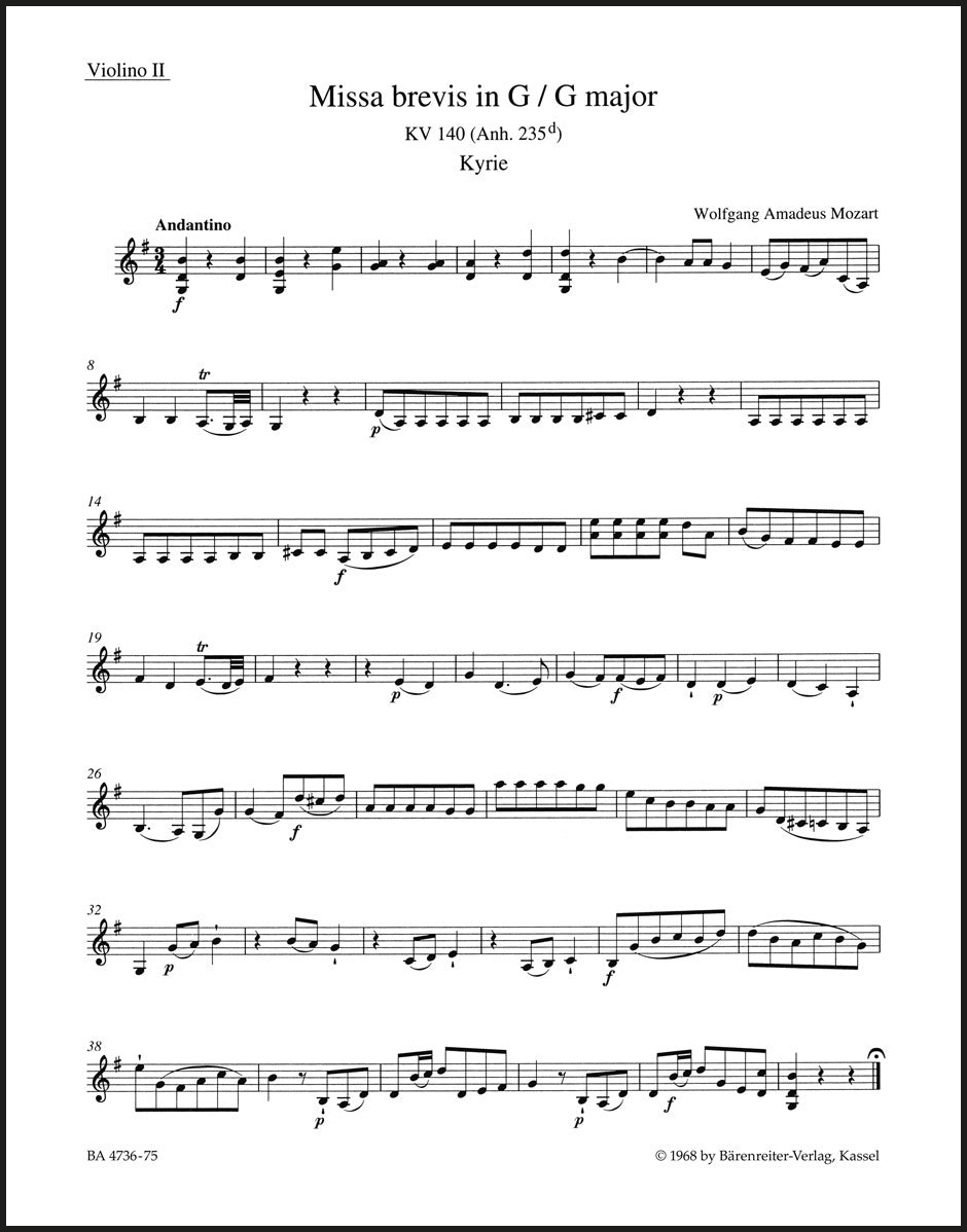 Mozart: Missa brevis in G Major, K. 140 (235d)