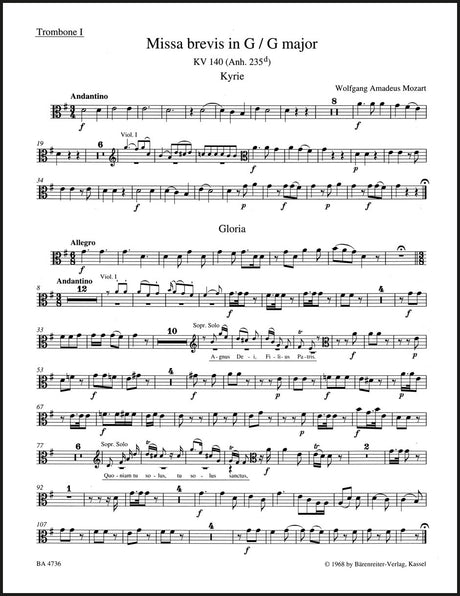 Mozart: Missa brevis in G Major, K. 140 (235d)