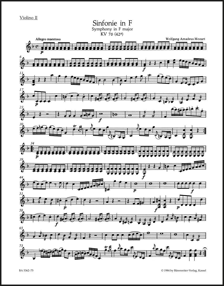 Mozart: Symphony in F Major, K. 76 (42a)