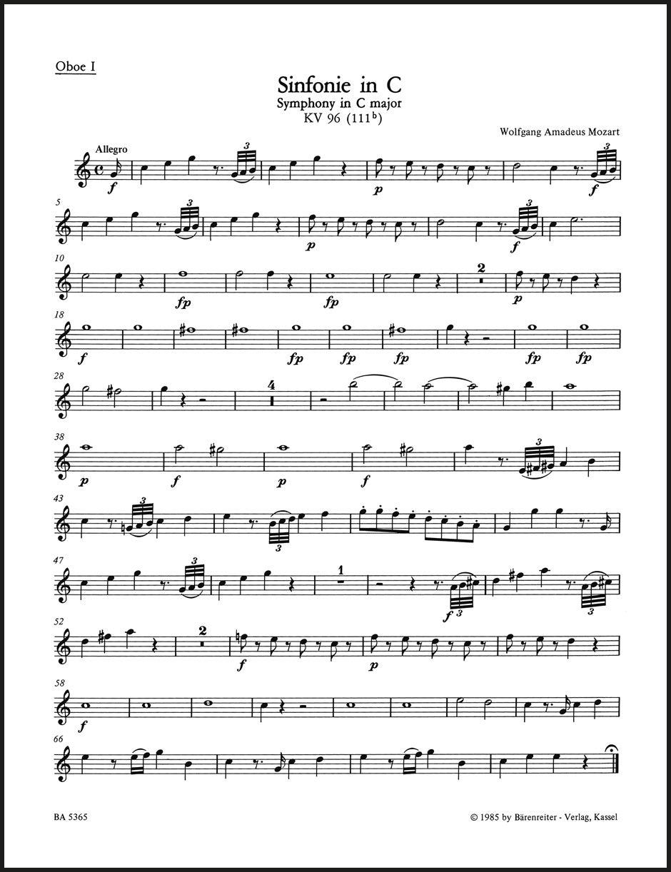Mozart: Symphony in C Major, K. 96 (111b)