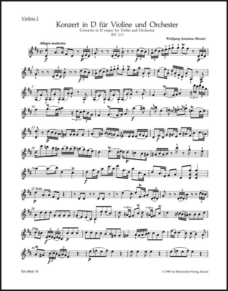 Mozart: Violin Concerto No. 2 in D Major, K. 211