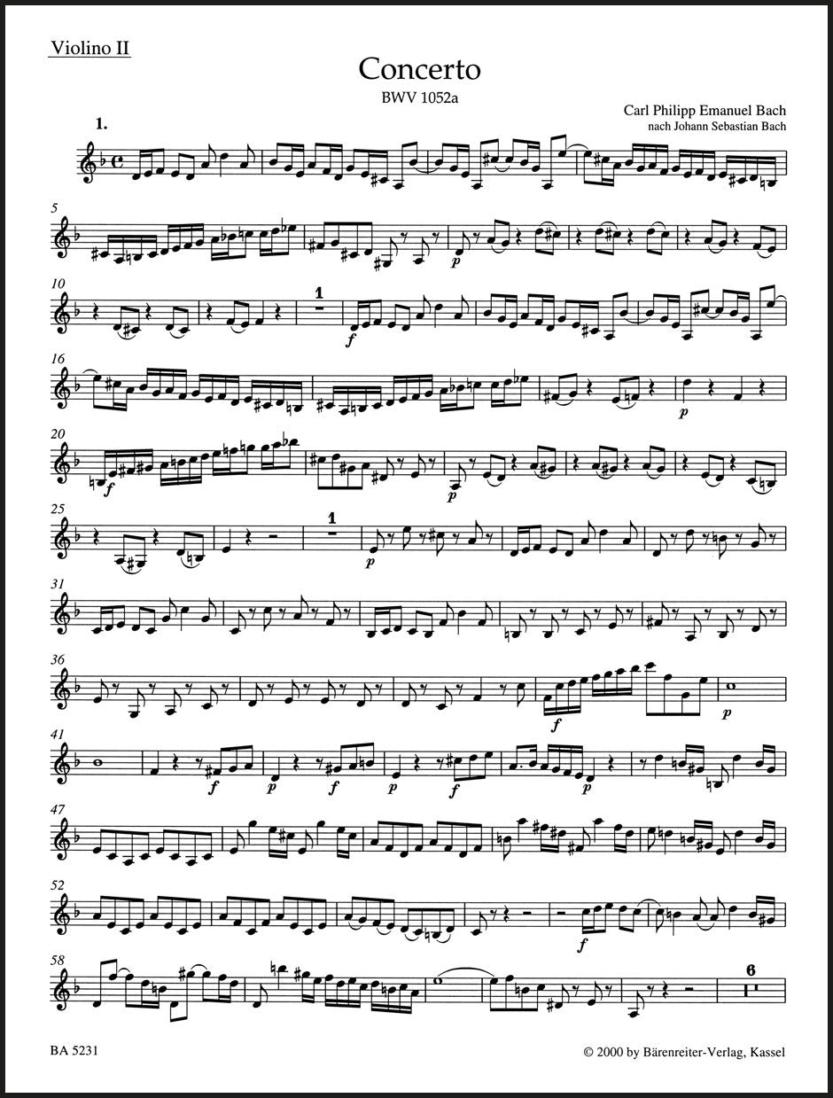 C.P.E. Bach: Harpsichord Concerto in D Minor, BWV 1052a